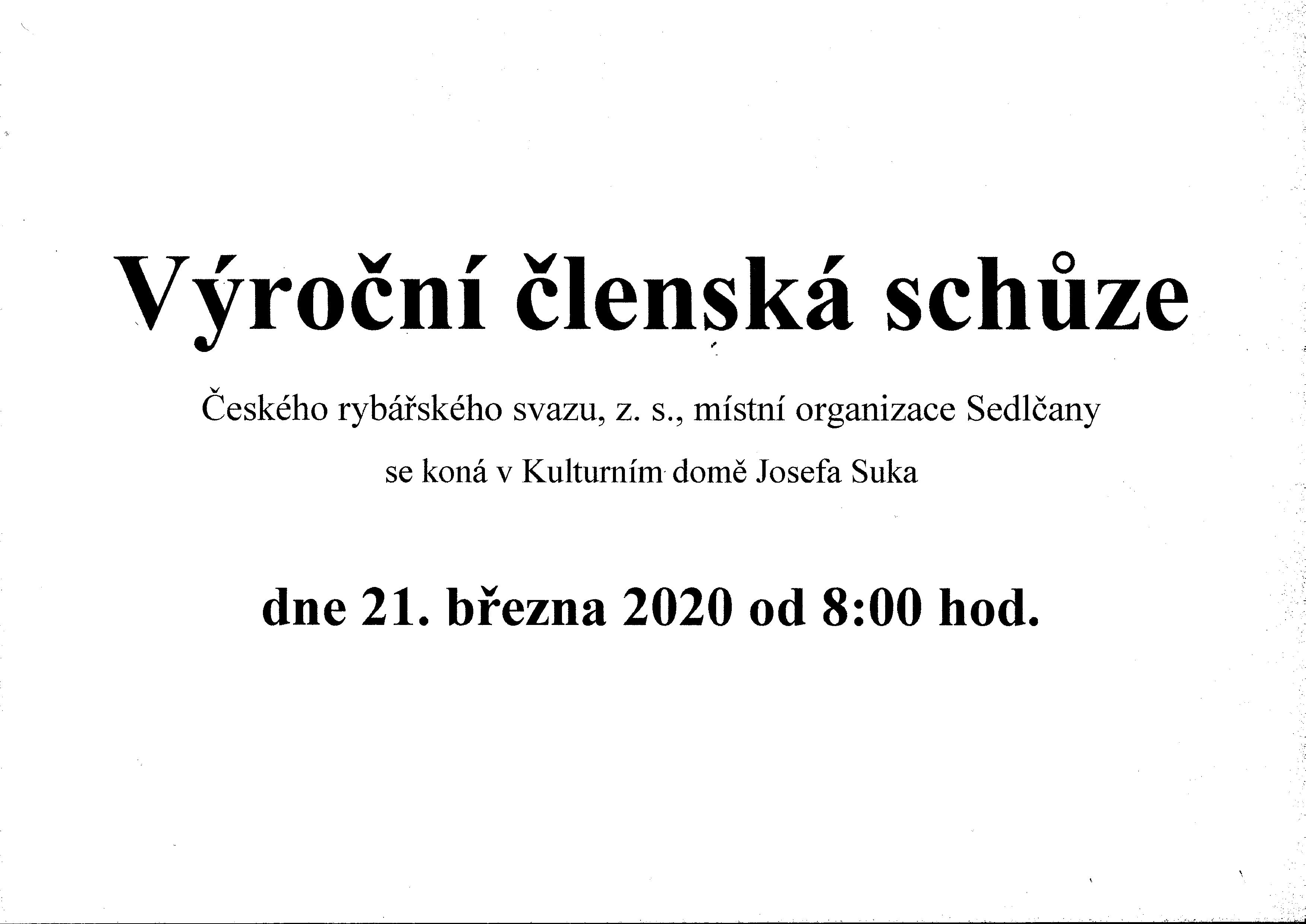 Informace o konání výroční členské schůze